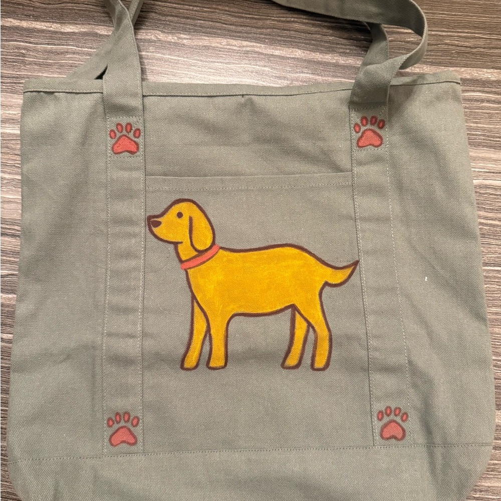Dog Tote Bag with Yellow Dog Design